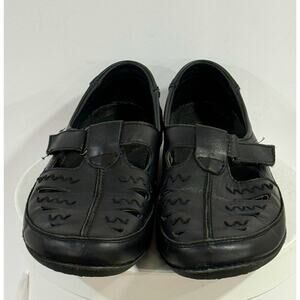 Propet Ladybug Black Leather Mary Jane Shoes 8.5W Comfort Walking Cutout T-Strap